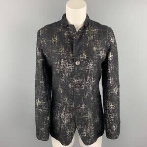 JEAN PAUL GAULTIER Size 8 Black & Silver Silk Mary Jane Buttoned Jacket